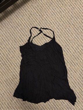 Free People Intimates Black Lace-Trim Sleeveless Camisole